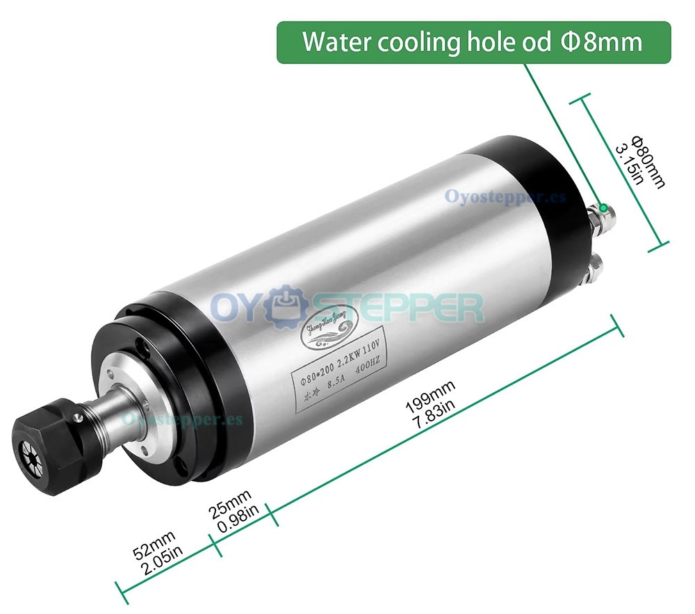 Kit de husillo CNC de 2,2kW ER11 65mm refrigerado por agua con VFD y bomba